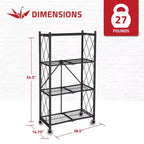 Étagère de rangement pliante à 4 niveaux robuste avec doublures d'étagère magnétiques en fil de fer