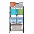 Étagère de rangement pliante à 4 niveaux robuste avec doublures d'étagère magnétiques en fil de fer