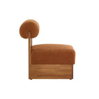Fauteuil d'appoint en bouclé et hévéa avec dossier roulé