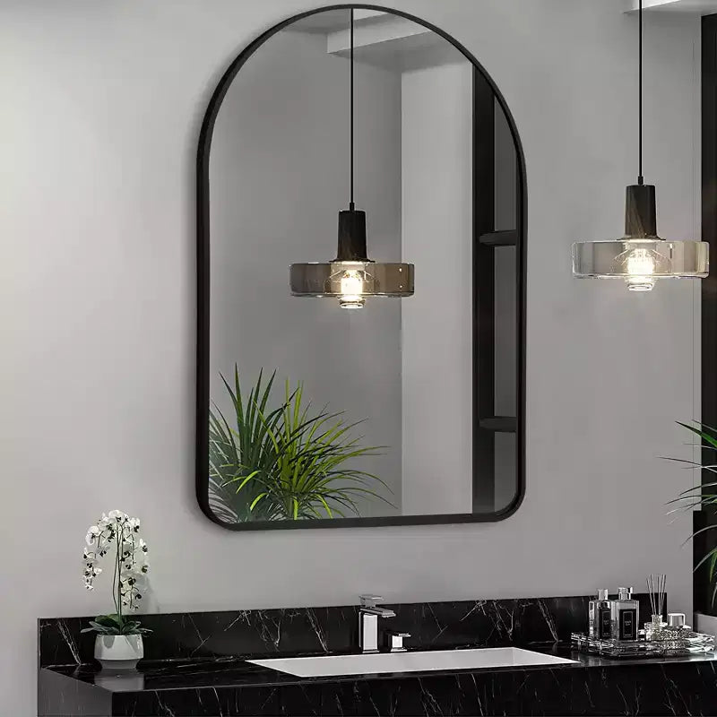 Aluminum Slim Arch Mirror - Black Frame 91x61cm