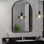 Miroir arqué fin en aluminium - Cadre noir 91x61cm
