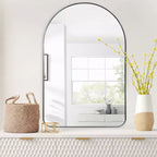 Miroir arqué fin en aluminium - Cadre noir 91x61cm