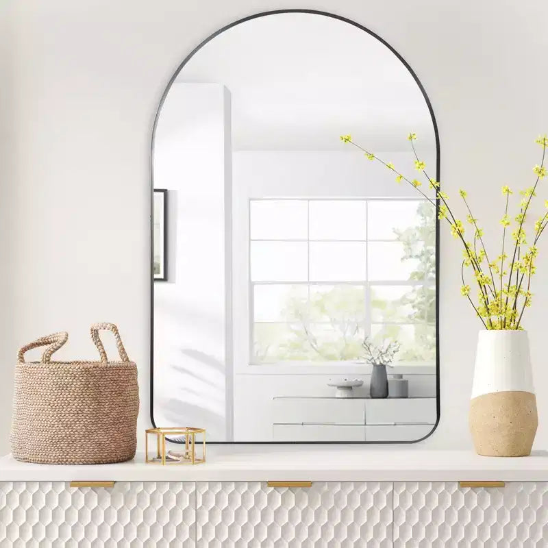 Aluminum Slim Arch Mirror - Black Frame 91x61cm