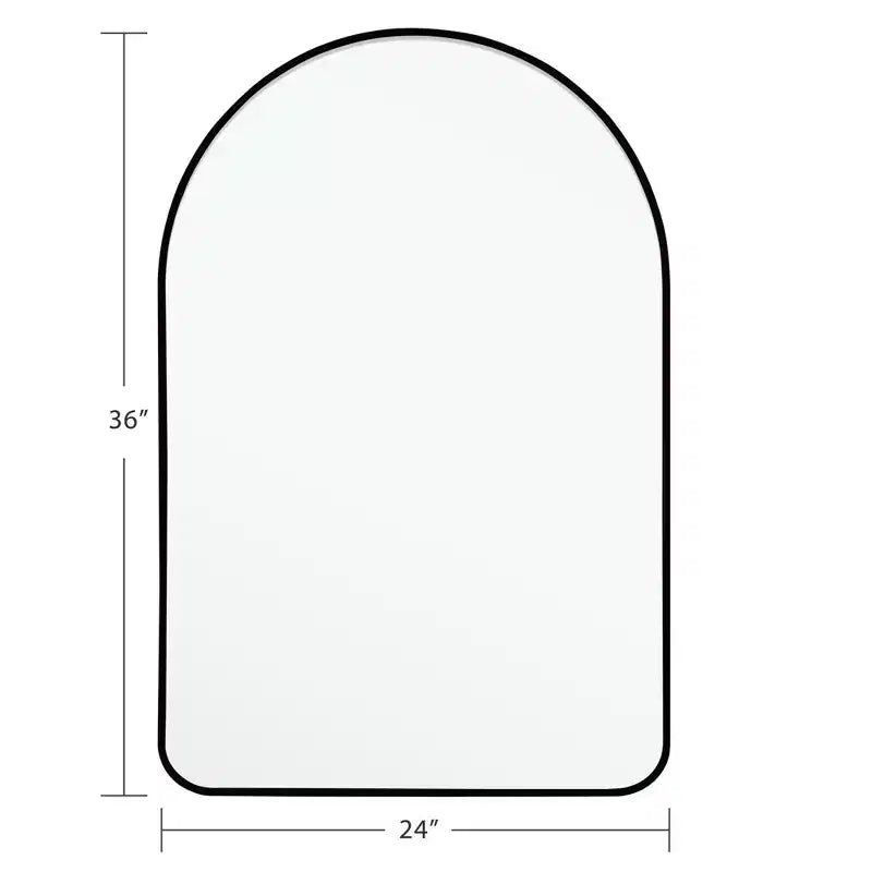 Aluminum Slim Arch Mirror - Black Frame 91x61cm
