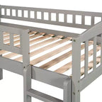 Lit mezzanine en bois avec toboggan et échelle de 196,6 cm de long x 225,8 cm de large, taille double