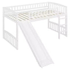 Lit mezzanine en bois avec toboggan et échelle de 196,6 cm de long x 225,8 cm de large, taille double