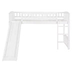 Lit mezzanine en bois avec toboggan et échelle de 196,6 cm de long x 225,8 cm de large, taille double