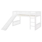 Lit mezzanine en bois avec toboggan et échelle de 196,6 cm de long x 225,8 cm de large, taille double