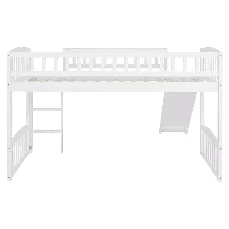 Lit mezzanine en bois avec toboggan et échelle de 196,6 cm de long x 225,8 cm de large, taille double