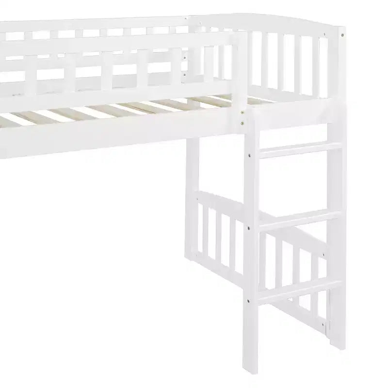 Lit mezzanine en bois avec toboggan et échelle de 196,6 cm de long x 225,8 cm de large, taille double