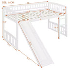 Lit mezzanine en bois avec toboggan et échelle de 196,6 cm de long x 225,8 cm de large, taille double