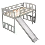 Lit mezzanine en bois avec toboggan et échelle de 196,6 cm de long x 225,8 cm de large, taille double