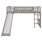 Lit mezzanine en bois avec toboggan et échelle de 196,6 cm de long x 225,8 cm de large, taille double