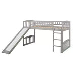 Lit mezzanine en bois avec toboggan et échelle de 196,6 cm de long x 225,8 cm de large, taille double