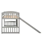 Lit mezzanine en bois avec toboggan et échelle de 196,6 cm de long x 225,8 cm de large, taille double