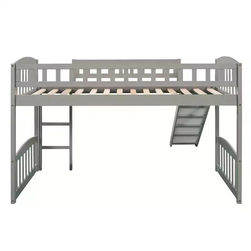 Lit mezzanine en bois avec toboggan et échelle de 196,6 cm de long x 225,8 cm de large, taille double