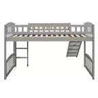 Lit mezzanine en bois avec toboggan et échelle de 196,6 cm de long x 225,8 cm de large, taille double