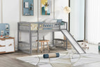 Whisen 77.4''L  88.9''W Twin Size Wood Loft Bed with Slide and Ladder