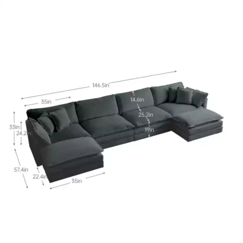 Canapé d'angle modulable : méridienne réversible, double ottoman et confort suprême