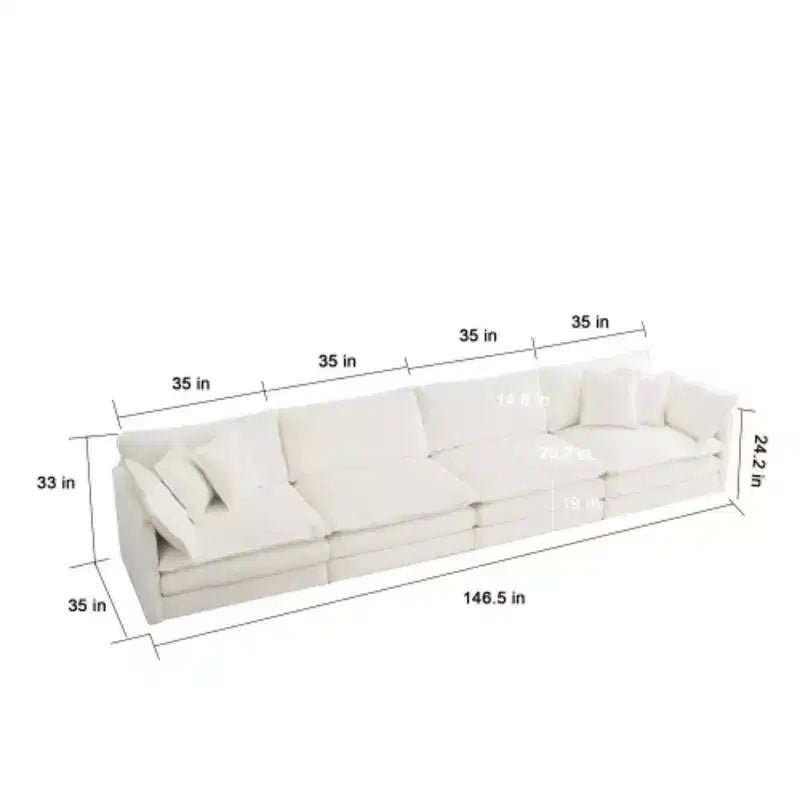 Canapé d'angle modulable : méridienne réversible, double ottoman et confort suprême
