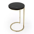 HomeRoots 28 Black Marble Round End Table