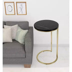 Table d'appoint ronde en marbre noir de 28 pouces