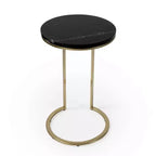 Table d'appoint ronde en marbre noir de 28 pouces