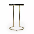 Table d'appoint ronde en marbre noir de 28 pouces