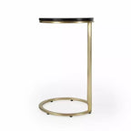 Table d'appoint ronde en marbre noir de 28 pouces