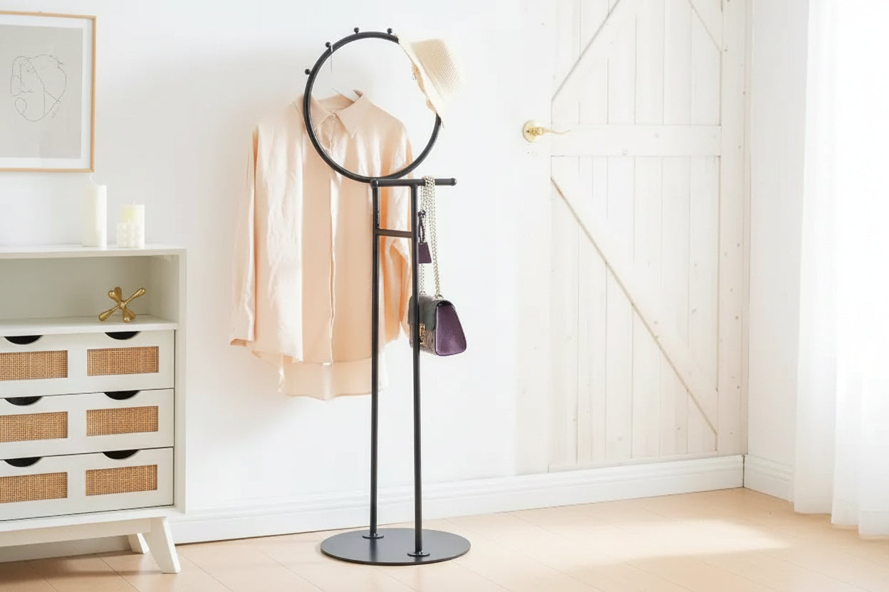 Kings Brand Furniture Valet Clothes Stand with Storage Tray, Towel Rack, Blanket Drying Holder for Bedroom, Laundry Room & Bathroom