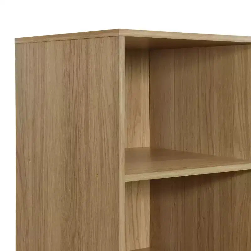 Armoire de rangement en bois sans porte avec étagères et 3 tiroirs - Naturel