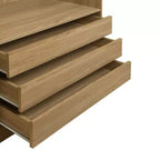 Armoire de rangement en bois sans porte avec étagères et 3 tiroirs - Naturel