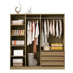 Armoire de rangement en bois sans porte avec étagères et 3 tiroirs - Naturel