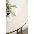 Console demi-cercle en marbre, 28x14x30, Blanc