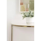 Console demi-cercle en marbre, 28x14x30, Blanc