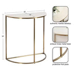 Console demi-cercle en marbre, 28x14x30, Blanc