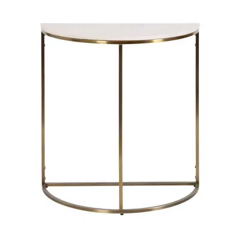 Console demi-cercle en marbre, 28x14x30, Blanc