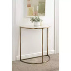 Console demi-cercle en marbre, 28x14x30, Blanc