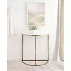 Console demi-cercle en marbre, 28x14x30, Blanc