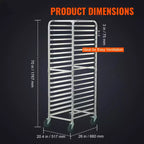 Étagère à 20 niveaux pour plaques de cuisson de boulangerie commerciale avec roues à frein, chariot de rangement en aluminium pour plaques demi-grandes et grandes, 66L x 51,8l x 177,8H