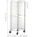 Étagère à 20 niveaux pour plaques de cuisson de boulangerie commerciale avec roues à frein, chariot de rangement en aluminium pour plaques demi-grandes et grandes, 66L x 51,8l x 177,8H
