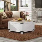 Table Basse Carrée en Bois avec Plateau Relevable pour Salon et Chambre avec Rangement Caché, 80 cm