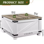 Table Basse Carrée en Bois avec Plateau Relevable pour Salon et Chambre avec Rangement Caché, 80 cm