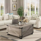Table Basse Carrée en Bois avec Plateau Relevable pour Salon et Chambre avec Rangement Caché, 80 cm