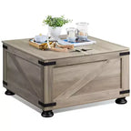 Table Basse Carrée en Bois avec Plateau Relevable pour Salon et Chambre avec Rangement Caché, 80 cm