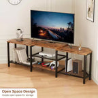 Meuble TV de 170 cm avec lumières LED, prises électriques et 4 étagères ouvertes, console multimédia grise pour TV de 55/65/75 pouces, meuble de divertissement d'angle