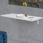 Table murale pliante, 100 x 50 cm, Table murale rabattable, Bureau flottant avec support en fer, Bureau pliant mural