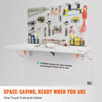 Table murale pliante, 100 x 50 cm, Table murale rabattable, Bureau flottant avec support en fer, Bureau pliant mural