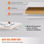 Table murale pliante, 100 x 50 cm, Table murale rabattable, Bureau flottant avec support en fer, Bureau pliant mural