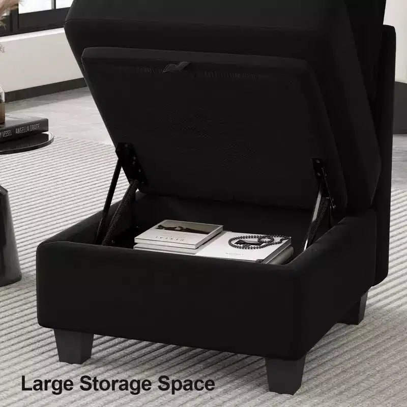 Pouf carré de rangement modulaire en velours 25x25 136 kg